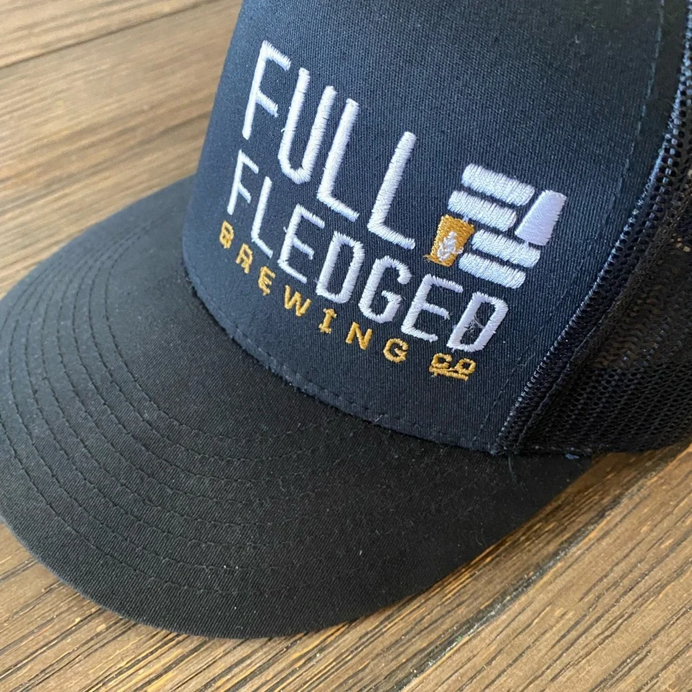 Full Fledged Brewing Co Trucker Hat Snap Back Black NEW Iowa Craft Brewery Beer